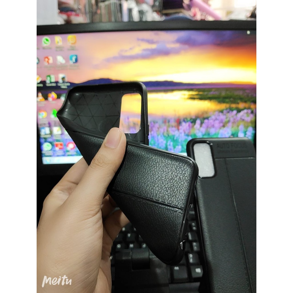 Auto Fokus Infinix Note 7 Lite 6.6 inchi Leather Soft Case AUTOFOCUS Motif Kulit Jeruk