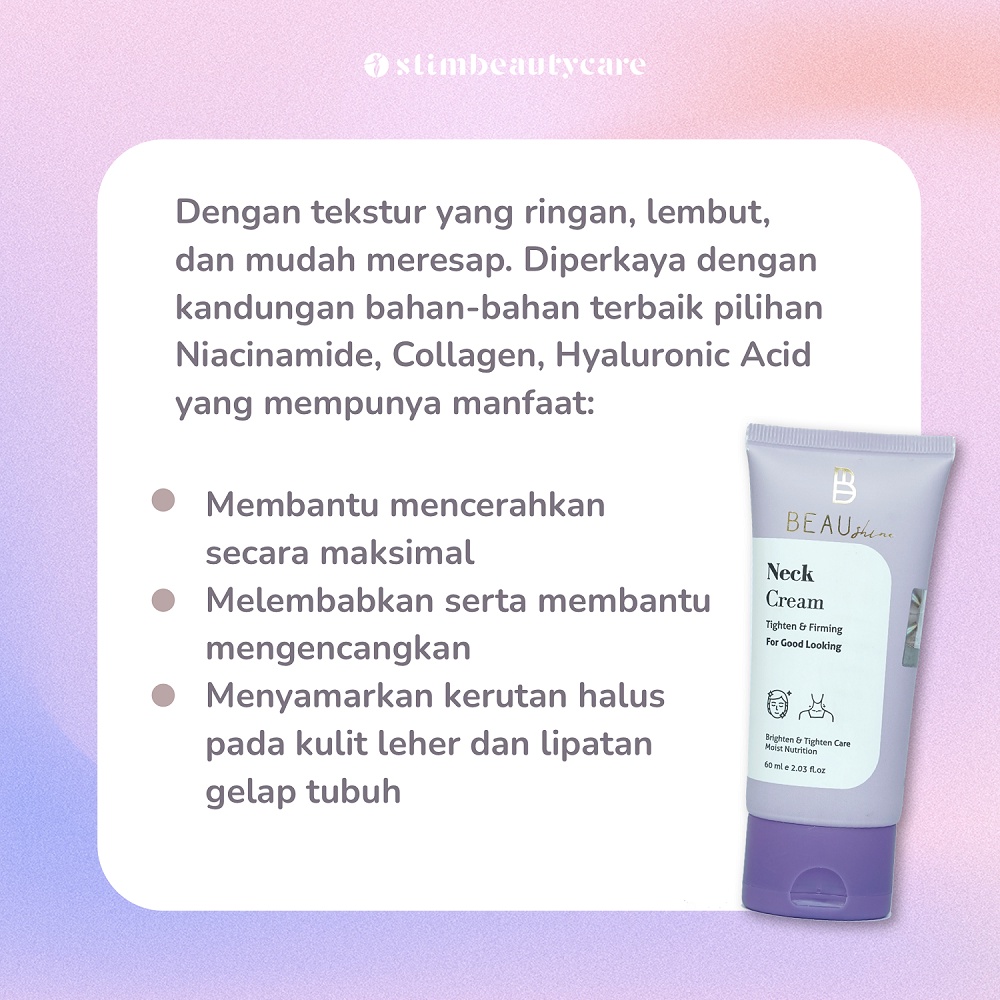 NECK WHITENING CREAM (CREAM MENGENCANGKAN, MENCERAHKAN LIPATAN GELAP) BPOM BY BEAUSHINE