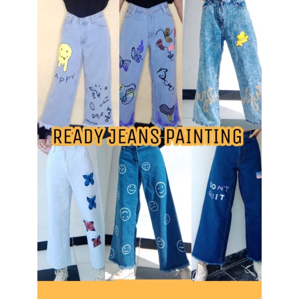 READY JEANS PAINTING/JEANS LUKIS/CUPIPA.ID/KPOP STUFF/KULOT JEANS/JEANS AESTHETIC