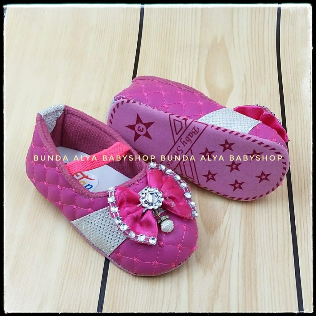 Sepatu Bayi Perempuan Pita PINK TUA- Prewalker Baby Girl - PW Bayi - Sepatu Bayi Alas Lembut SALE