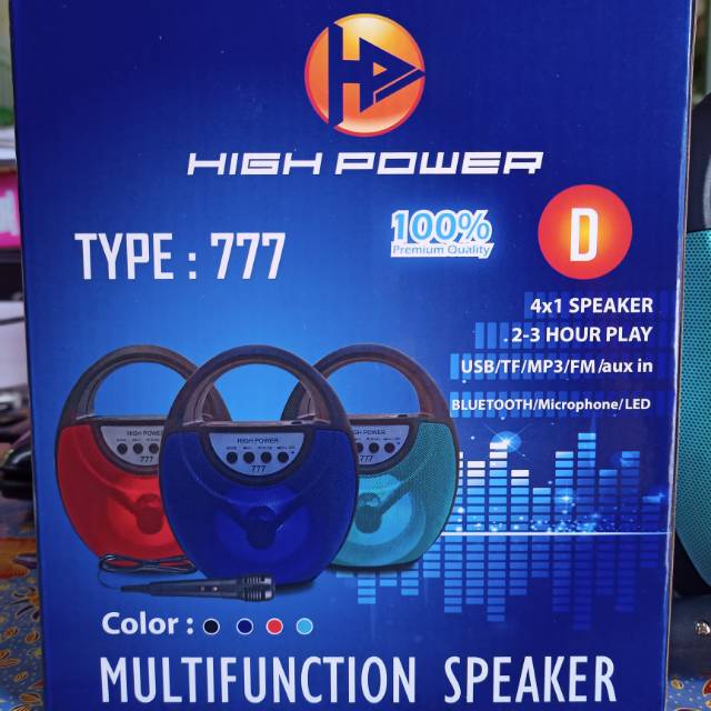 Speaker Bluetooth Portable High Power 777D Gratis Microphone Karaoke Super Bass /Salon Aktif