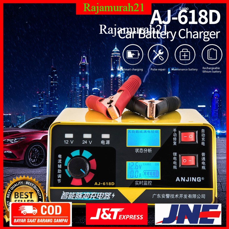 Taffware Charger Aki 260W 12V/24V + LCD Display - AJ-618D - Yellow - 7RRS64YL