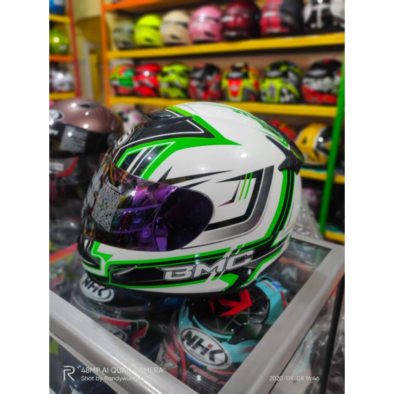 HELM BMC BLADE SERI#6 WHITE GREN ORIGINAL