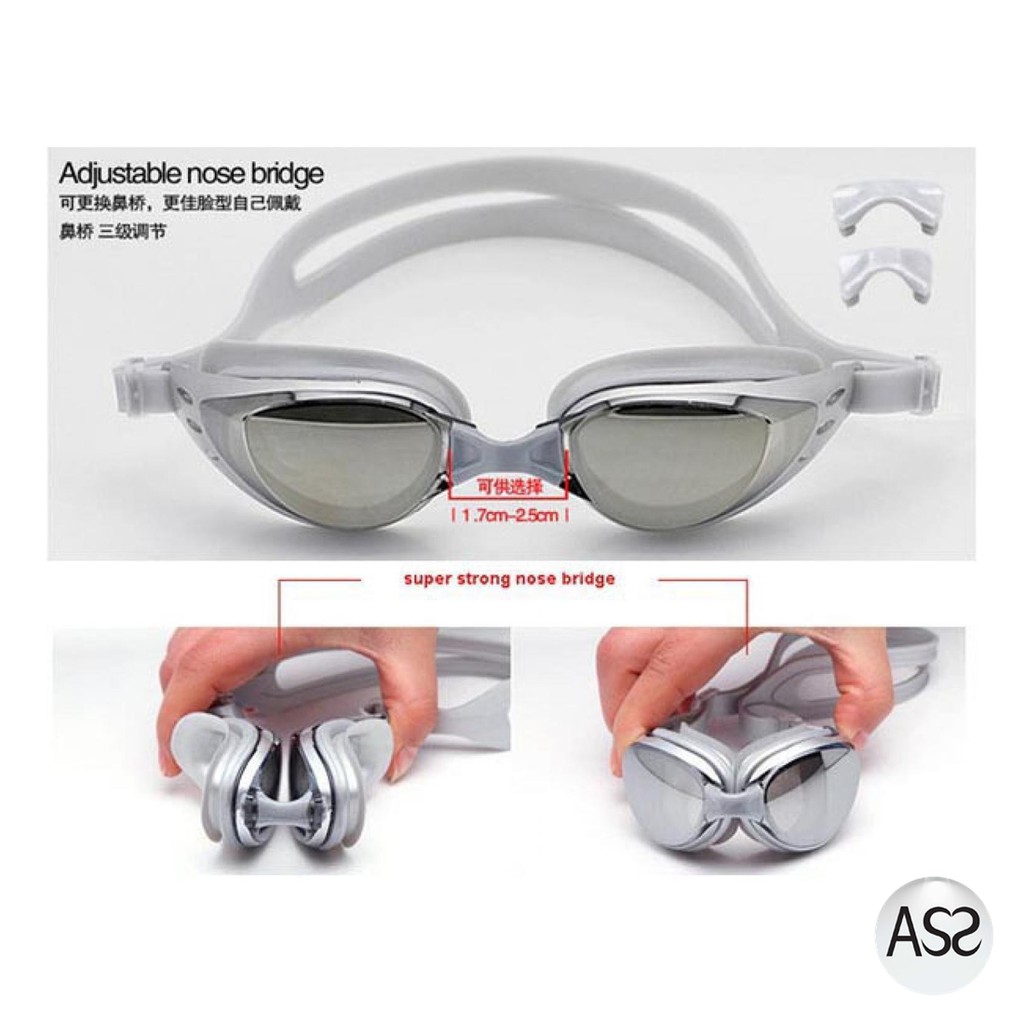 ASS Shop - Ruihe Kacamata Renang Coating Mirrored Anti Fog UV Protection - RH6100