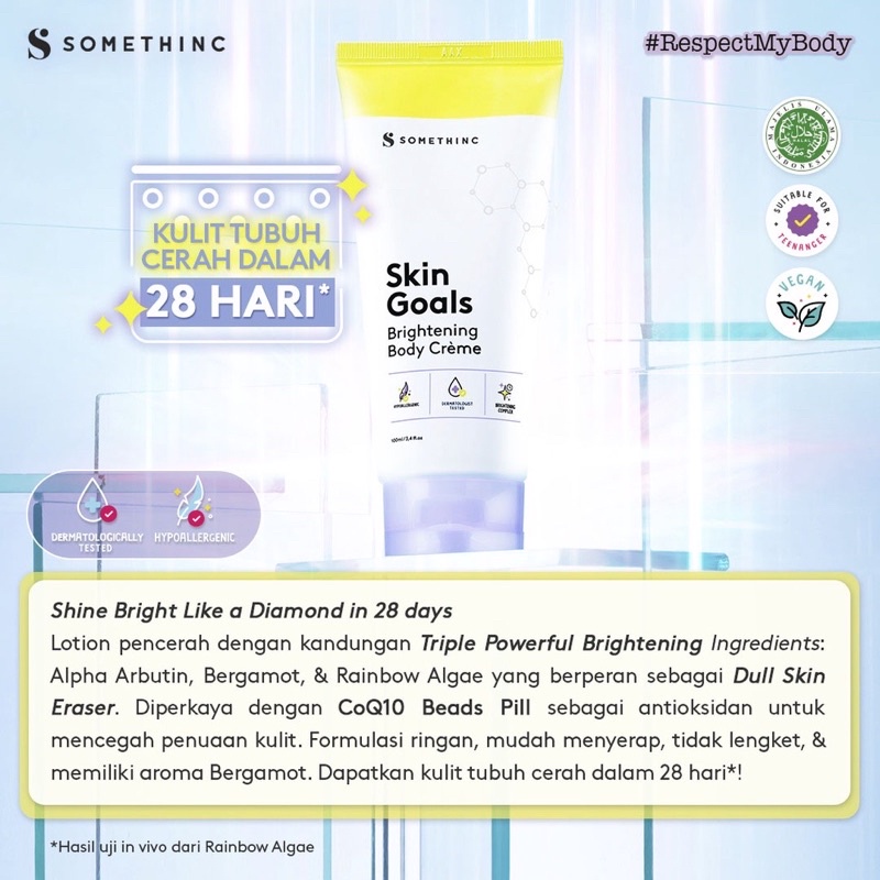 SOMETHINC SKIN GOALS Brightening Body Crème 100ml | Body Cream Somethinc Hand Body Lotion Somethinc Whitening Lotion