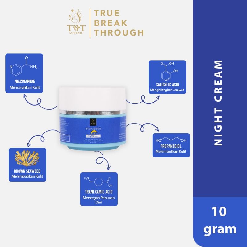 TBT SKIN CARE night cream 10g- skincare alami BPOM mencerahkan wajah