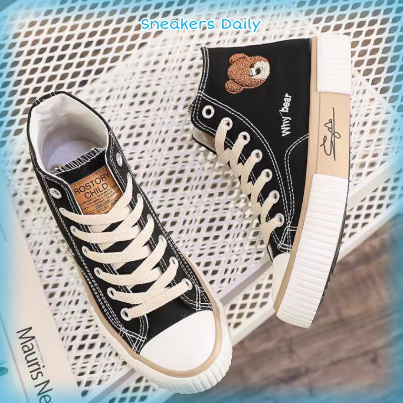 COD SD 801 Sepatu Sneakers Kanvas Wanita Sepatu Hitam kanvas