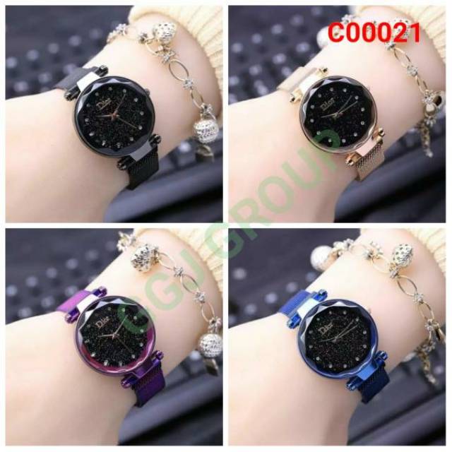  C021 JAM TANGAN TALI PASIR  MAGNET KACA  BELIMBING MURAH 