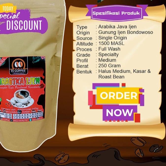 

COD✔️Promo Arabika Ijen Bondowoso | 250Gram | Grade A | SS COFFEE|KD9