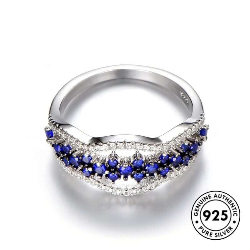 Cincin Lapis Silver 925 Dengan Sapphire Untuk Wanita