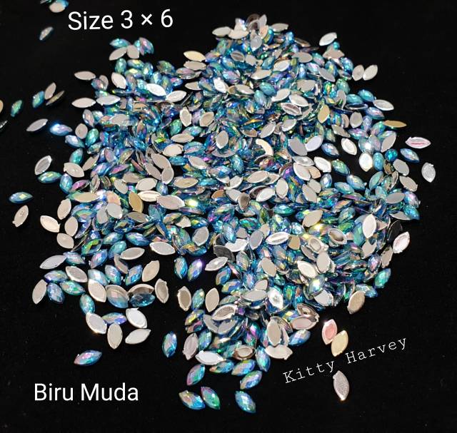 Gems Runcing Kilau AB Size Lengkap | Bahan Nail Art &amp; Henna