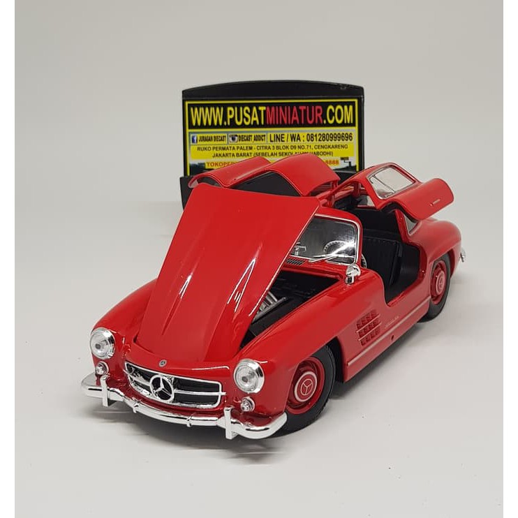 MERCEDES BENZ 300SL (MERAH) - SKALA 24 - WELLY (DIECAST-MINIATUR)