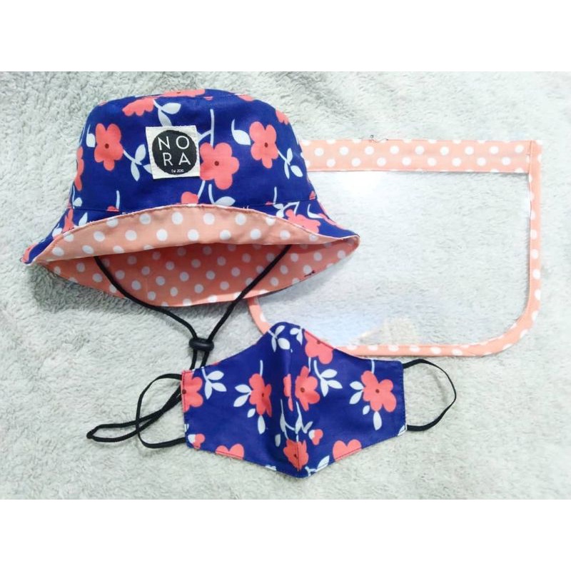 NORA REVERSIBLE BUCKET HAT FACE SHIELD ANAK & BAYI-Bunga