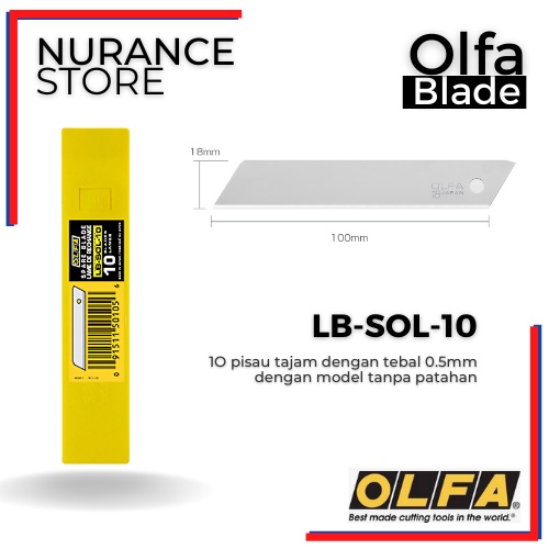 

REFILL BLADE OLFA LB-SOL-10 UNTUK CUTTER OLFA L-1 L-2 L-5 CL OL