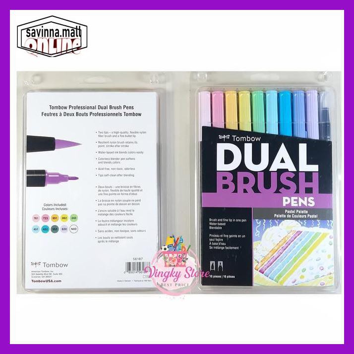 

U0Uo879- Dual Brush Pen Tombow Pastel Pallete Isi 10Pc Y7Ry688-