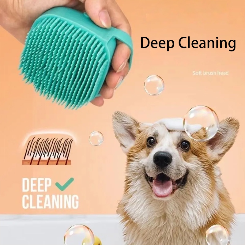 Pet’ oPedia Anjing Peliharaan Kucing Sampo Pijat Dispenser Shower Grooming Membersihkan Sisir Mandi Sikat Bulu