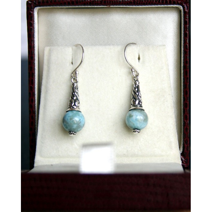 Earring Sterling Silver With Larimar EST 900 - Anting Perak Asli