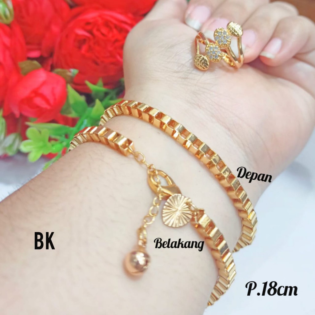 Gelang rantai FREE CINCIN (motif variasi) elegan gold&amp;silver termurah tidak karat COD