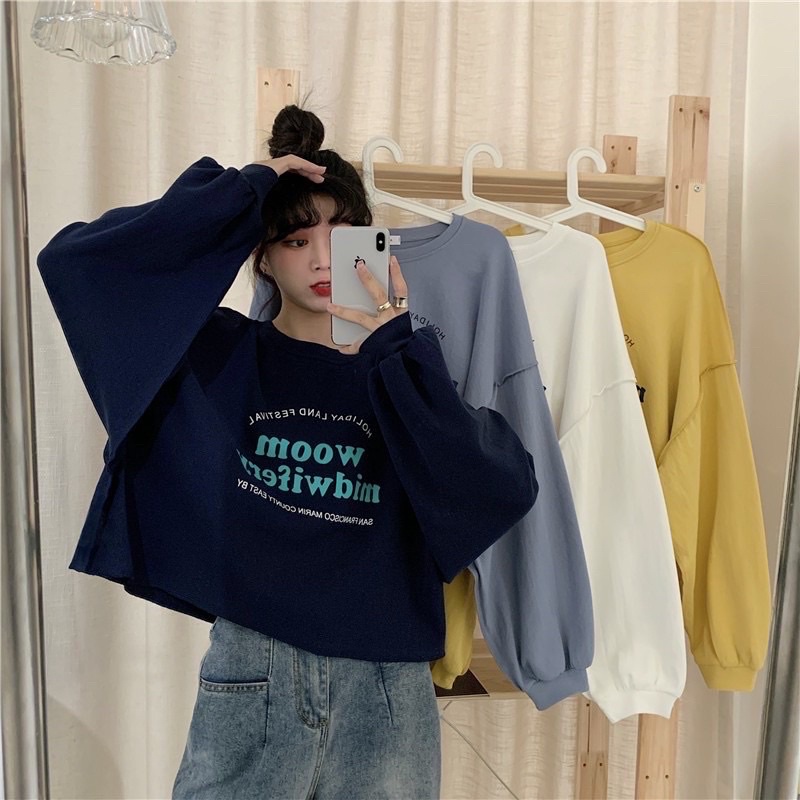 COD Sweater crop wanita Woom midwifery - Sweater crop oversize terbaru -Sweater oversize Korea whoom