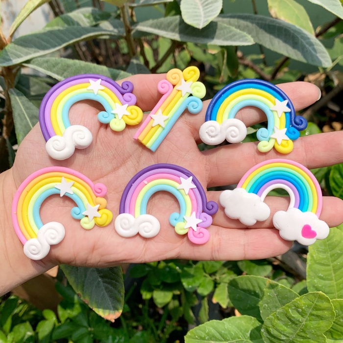 RAINBOW JUMBO CHARM cfc pelangi pastel unicorn hiasan slime craft diy
