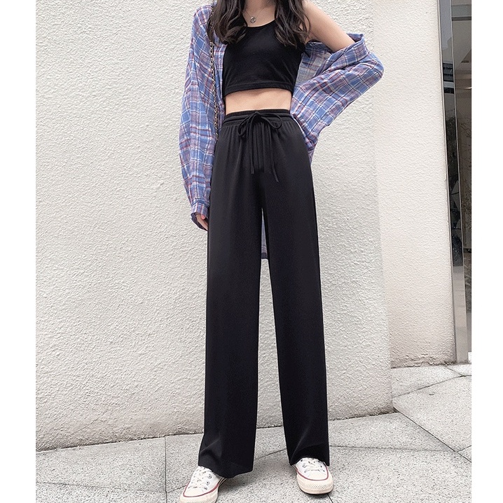 UNINICE Celana kasual wanita /model pinggang tinggi /potongan lurus longgar/CELANA KOREA/Celana Anti Kusut/Loose Pants Trousers Wanita/Celana Kantor Formal/celana training wanita/celana harian wanita/celana kantor wanita