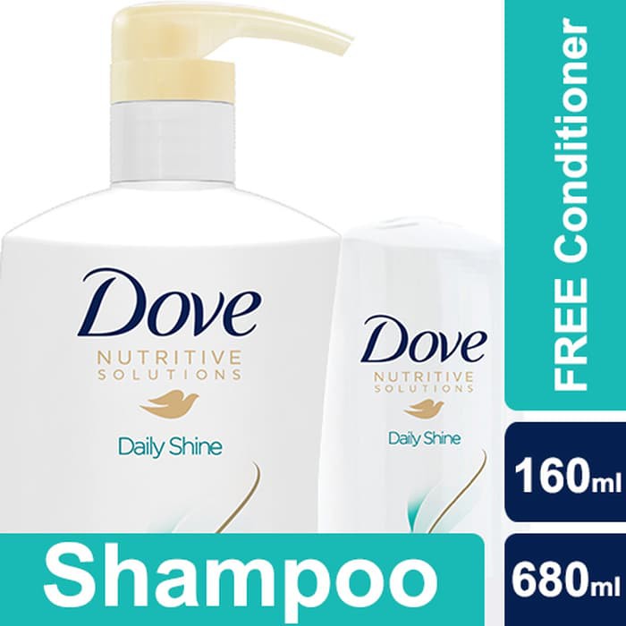 Dove Daily Shine Shampoo 680ml FREE Conditioner 160ml Unilever