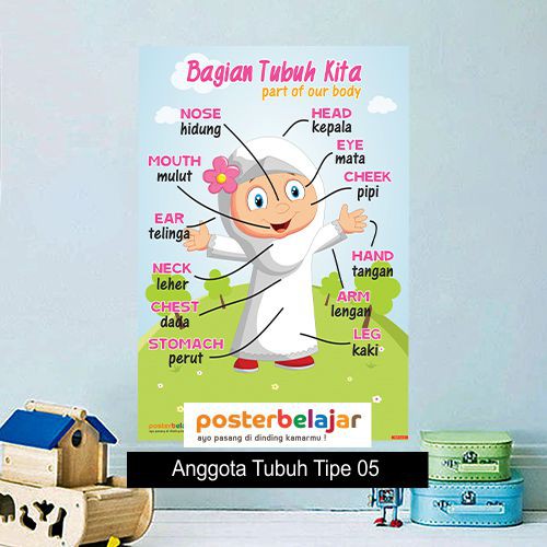 Tipe Posbel Poster Pendidikan Belajar Mengenal Nama Anggota Tubuh