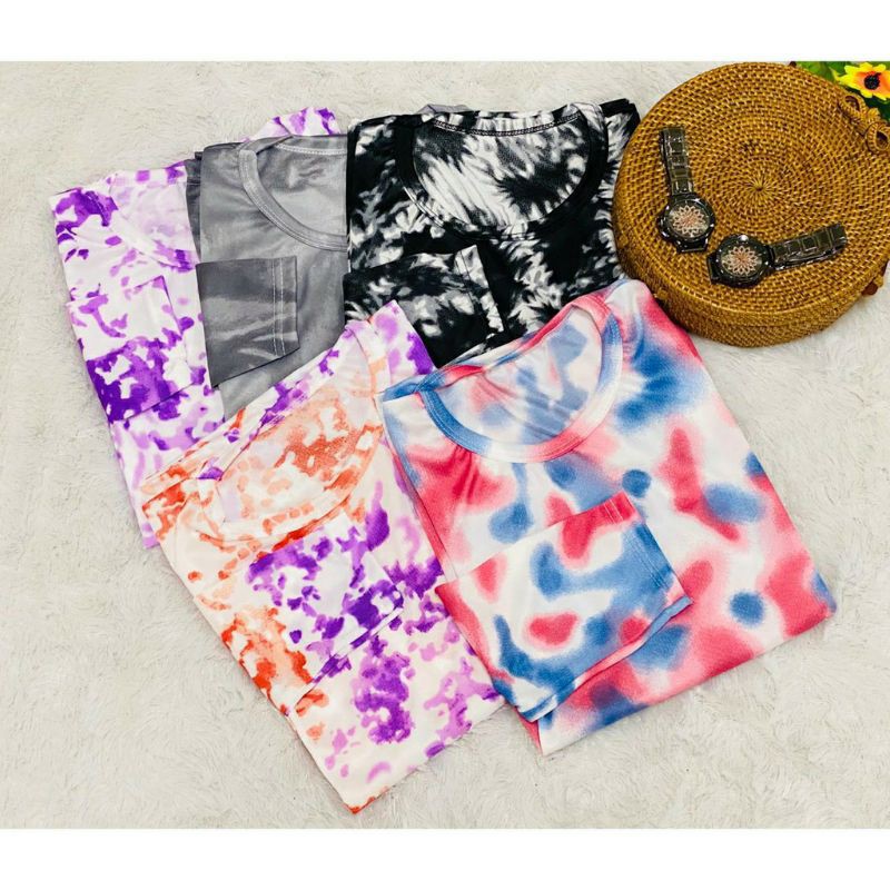 SALEEE!!! KAOS TIE DYE LENGAN PANJANG / TSHIRT WANITA TIE DYE PJ KAOS WANITA MURAH