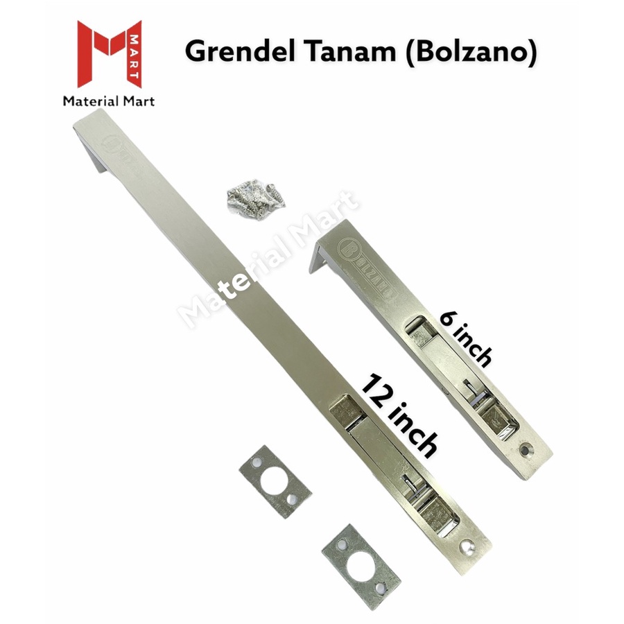 Grendel Tanam Pintu Stainless Bolzano 6 Inch | Grendel Slot Pintu 12 | Material Mart