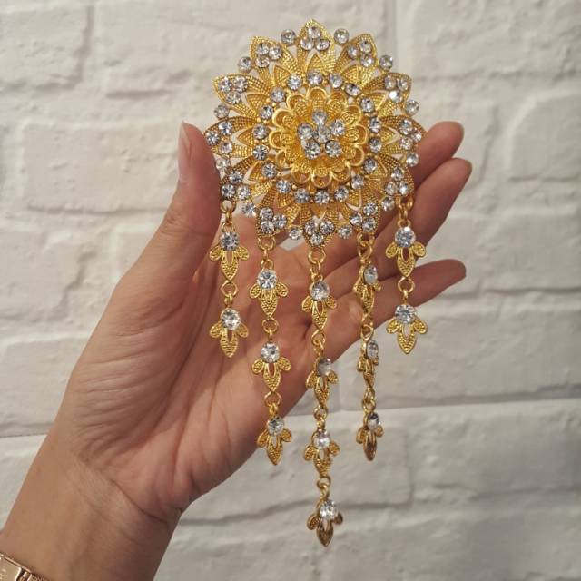 Bros kebaya permata ukuran besar gold/silver