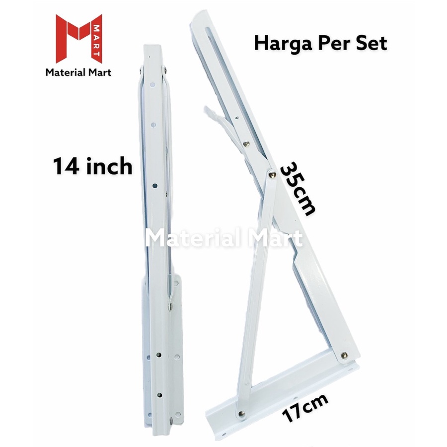 Siku Rak Lipat 14 Inch | Folding Bracket 14&quot; | Siku L Lipat Murah | Material Mart