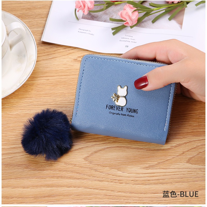 GO! DL383 DOMPET MINI MOTIF KUCING LUCU IMPORT GAYA KOREA GANTUNGAN BULU COD