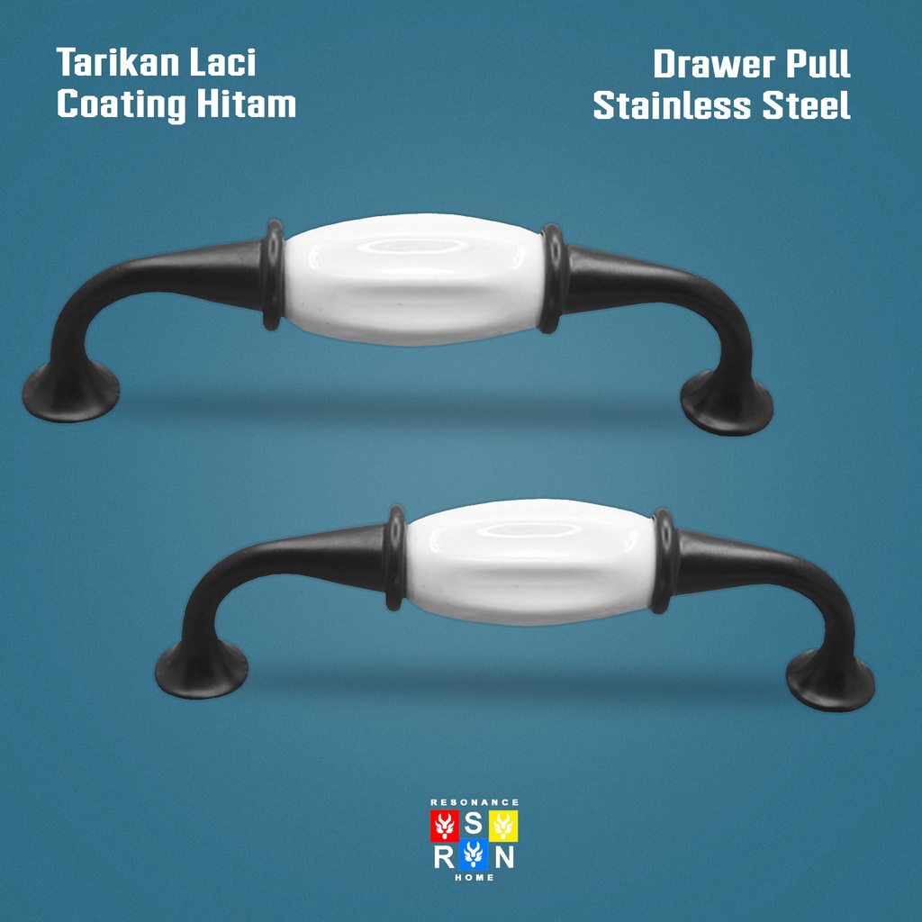 Tarikan Laci Coating Hitam 9009 / Handle Gagang Pintu Laci Lemari Resonance Home