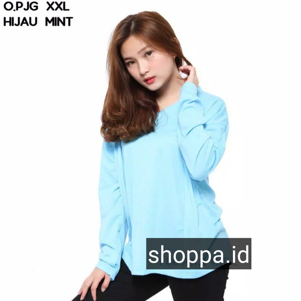 Baju Wanita Kaos Jumbo Wanita Baju Cewek Polos Lengan Panjang