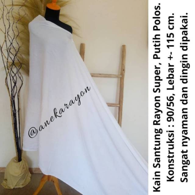 KAIN PUTIH POLOS RAYON SANTUNG SOLO (harga per ½ mtr)