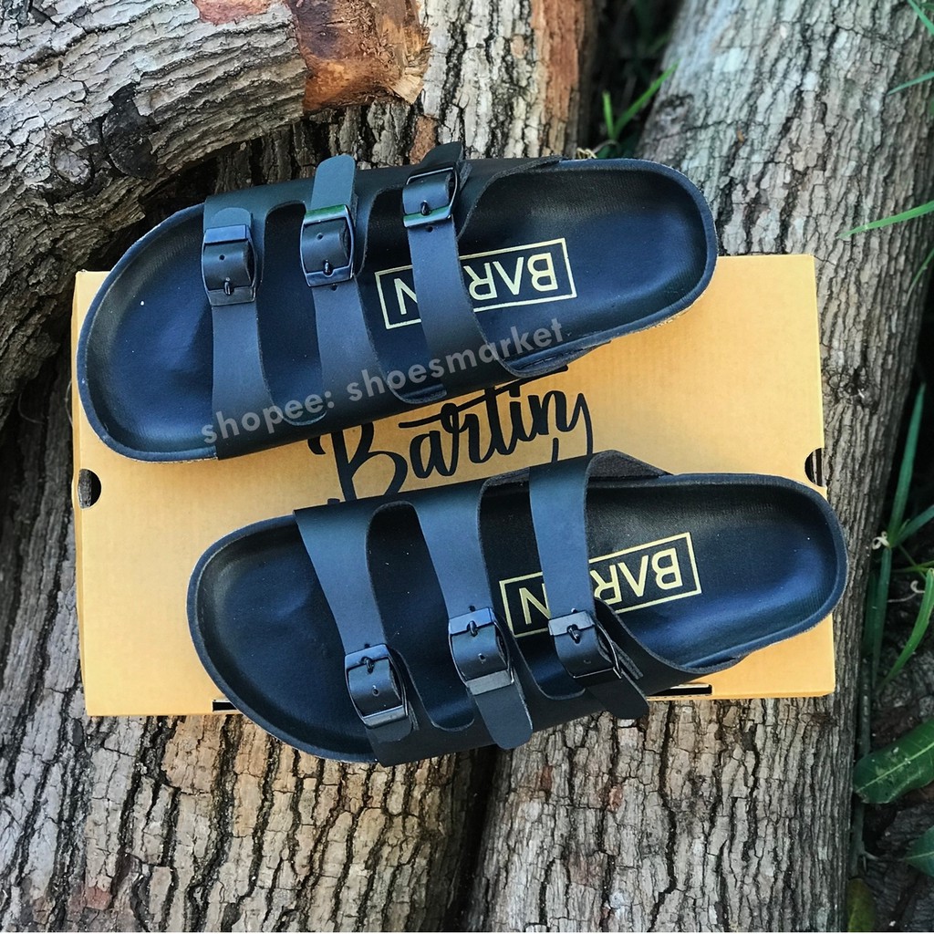 Sandal Casual Pria Slop Full Black Original Barlin