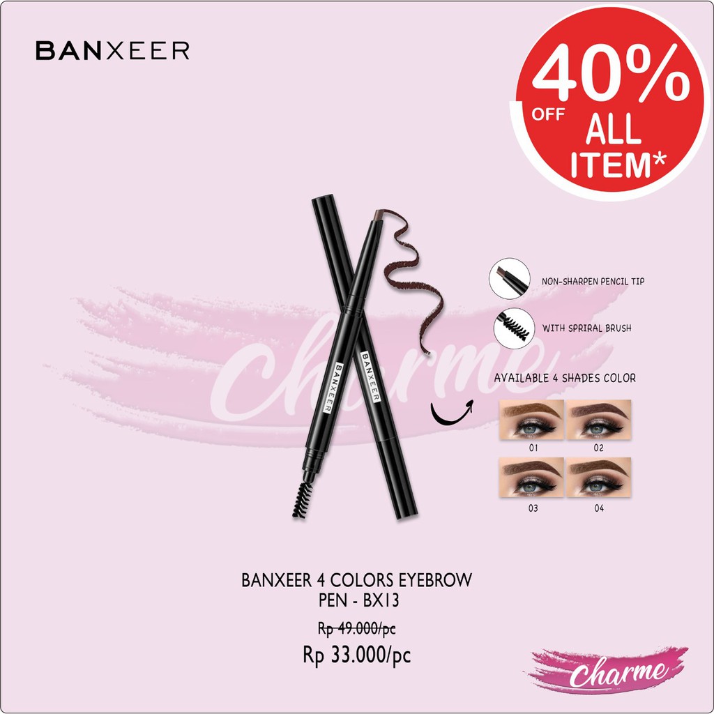 (READY &amp; ORI) Banxeer 4 Colors Eyebrow Pen Pensil Alis Light Middle Dark Brown - BX13 BX 13