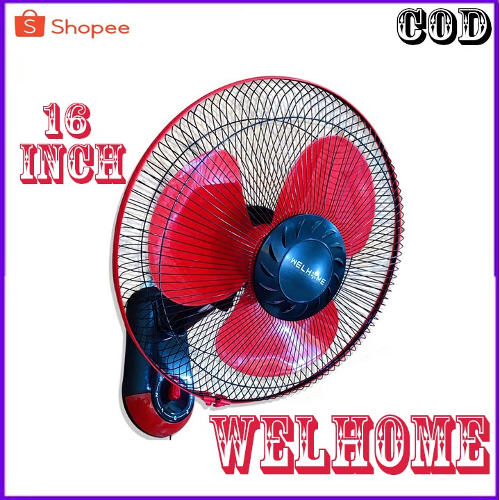 Welhome WH-1663E Wall Fan 16 inch Kipas Angin Dinding 3 Baling-baling BERGARANSI RESMI 1 TAHUN MANTAP