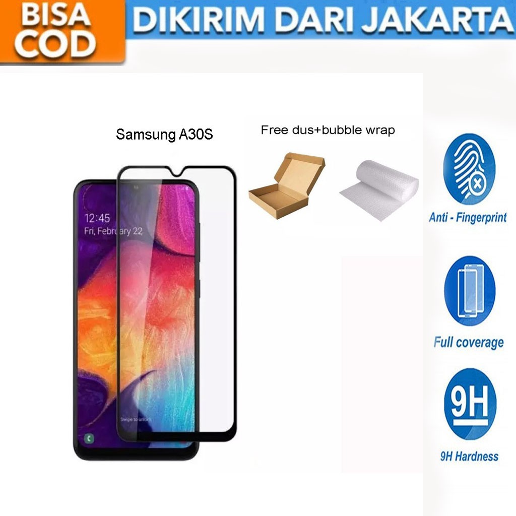 Samsung Galaxy A30S Full Cover/Full Screen Tempered Glass Screen Protector Anti Gores