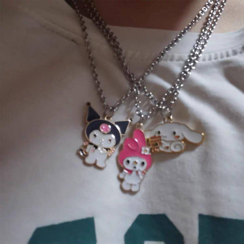 [Elegan] Kalung Anime Korea Manis Liontin Sederhana Melodiku Drip Minyak Untuk Pria Perhiasan Leher