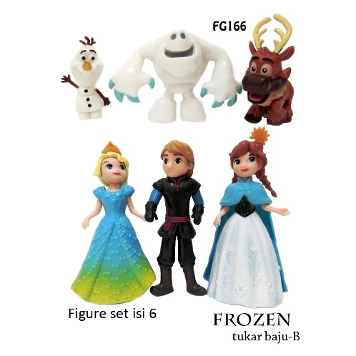 FG166 Pajangan Figure Set Frozen tukar baju B isi 6
