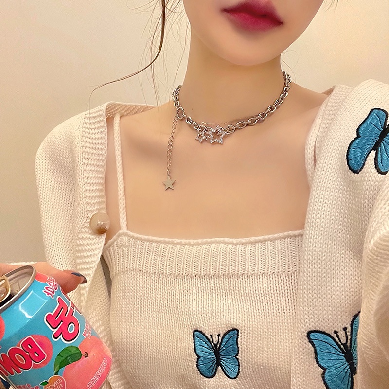 Irregular Star Pendant Necklace Double Necklace Hip Hop Clavicle Chain