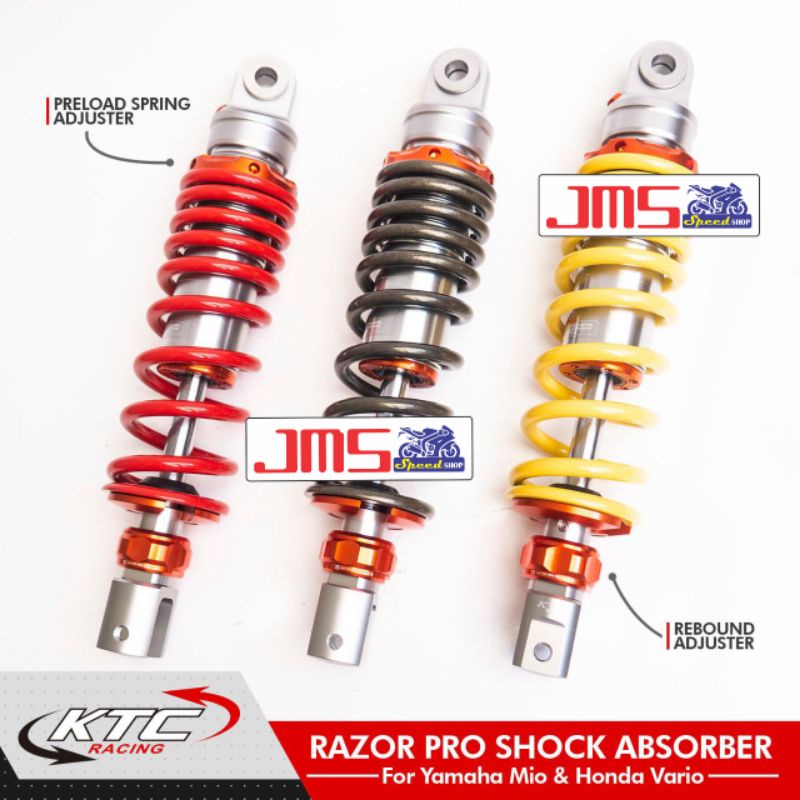 shock ktc racing razor pro klik rebornd ukuran 305/325 mio beat scoopy lexi vario125/150 soul xeon miom3 mioj lexi freego