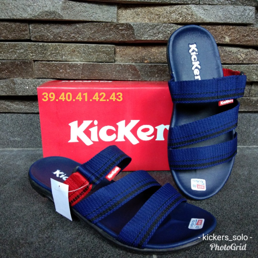 Kickers sendal slop tali 3 bisban Biru terlaris terbaru solo sandal pria termurah