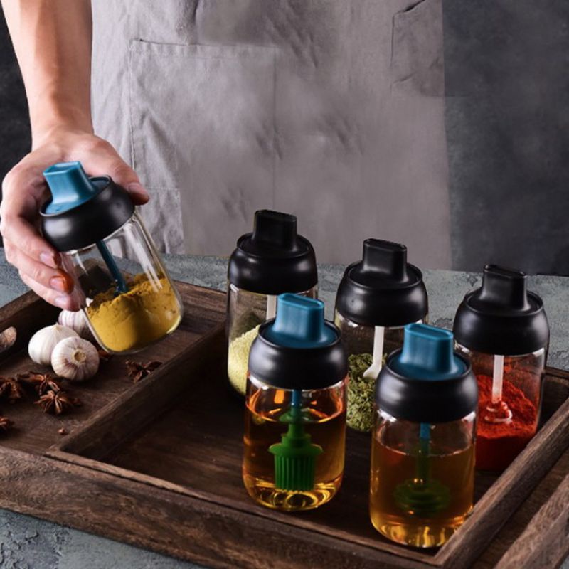 tempat bumbu kaca minyak kuas/botol minyak pencet/botol minyak kuas/condiment jar
