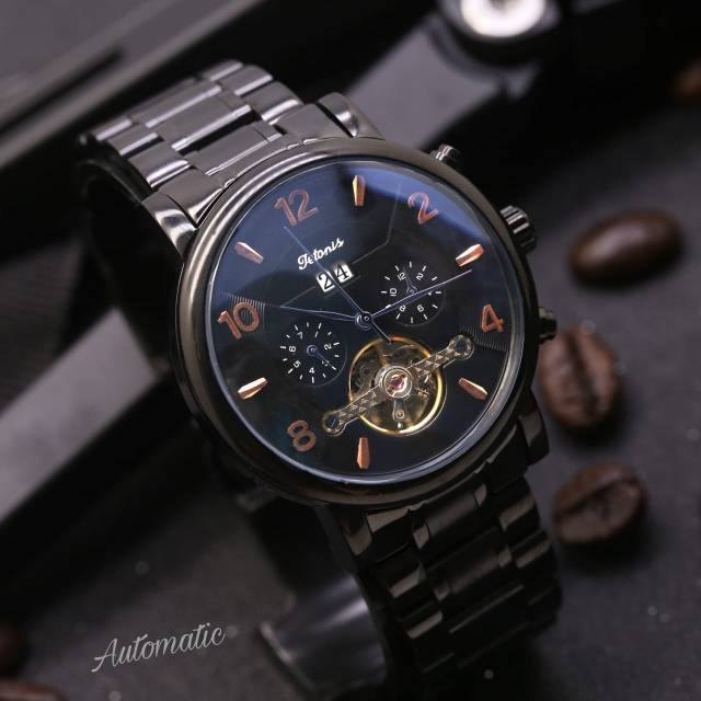 JAM TANGAN PRIA TETONIS ORIGINAL AUTOMATIC RANTAI || DIAMETER 4.5 CM ||