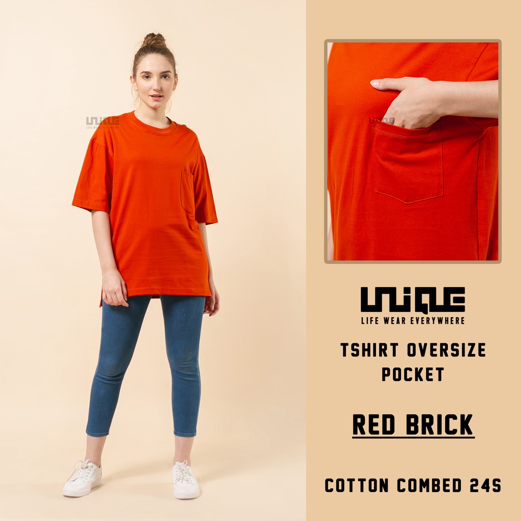 UNIQUE - (Pocket Series) Kaos Oversize Pocket Red Brick