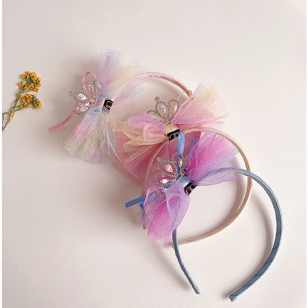 Bando Pita Korea / Bando Renda Mahkota Pesta Anak Pelangi Unicorn Ebba