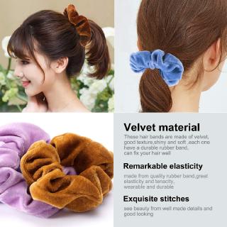  Ikat  Rambut  Elastis Bahan Velvet Warna Polos  Gaya Korea  