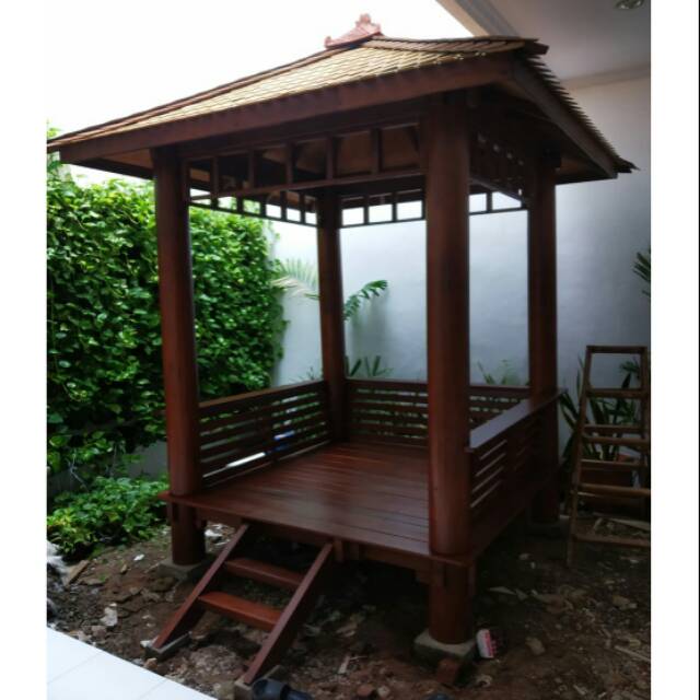 Gazebo kayu glugu 2x2 meter